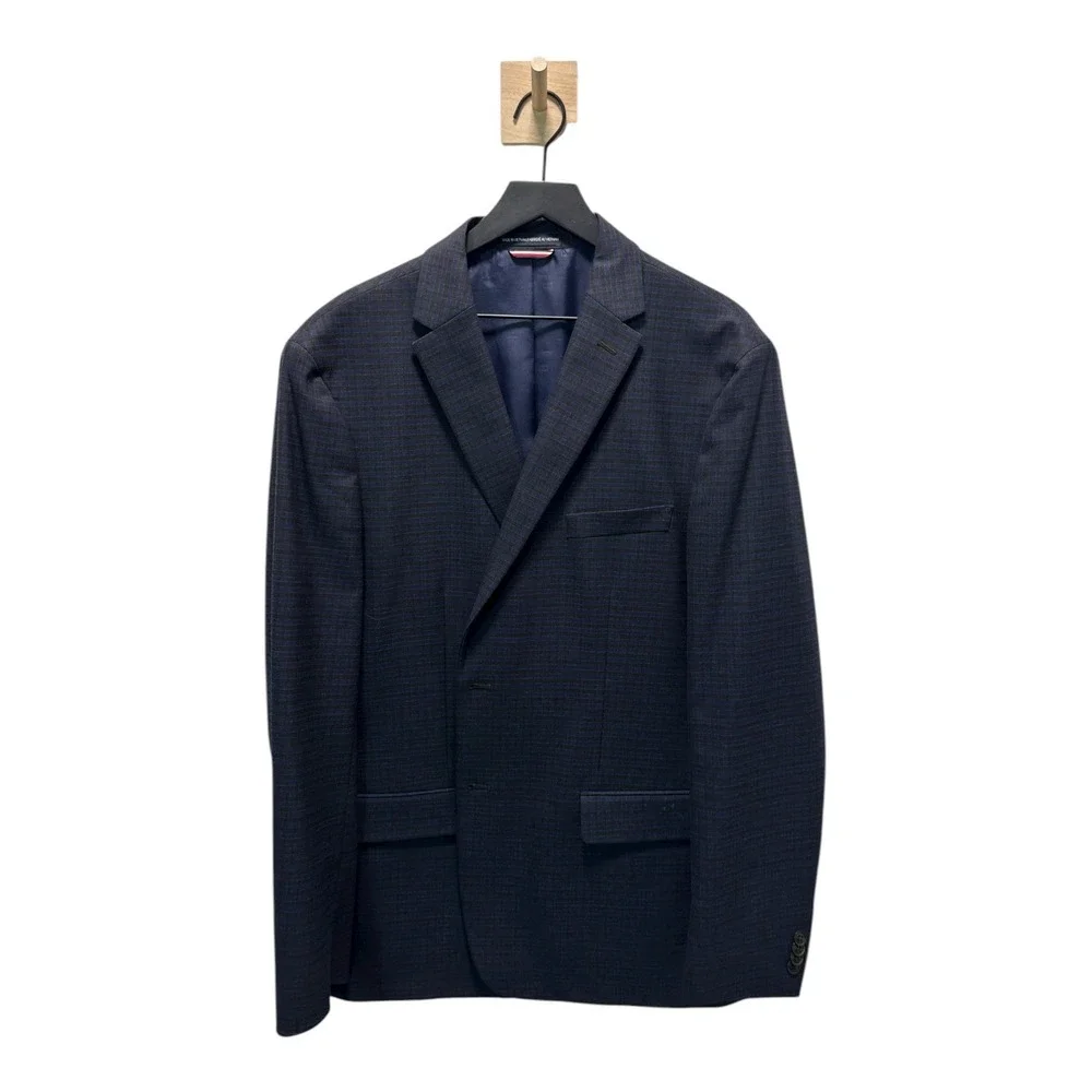 Tommy‎ Hilfiger Mens Blue Plaid Two Button Blazer Sport Coat 48L